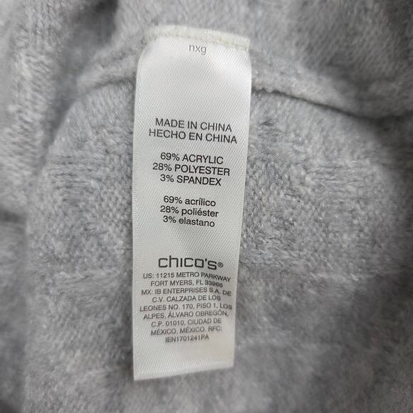 Chico's 2 US L/12 Gray Lightweight Crewneck Sweater with Pearl Embellishments - Picture 7 of 11